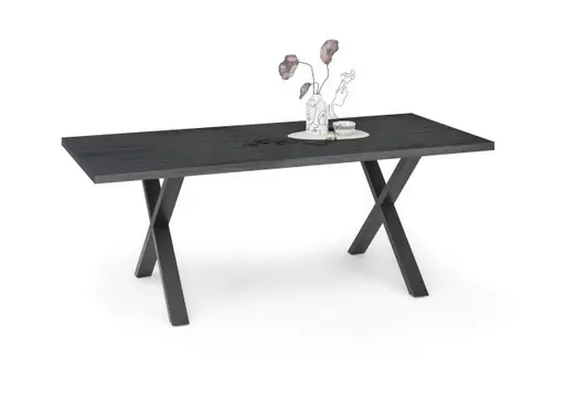 Esstisch - LB ca. 200x100 cm, Schwarzstahl, Schwarz