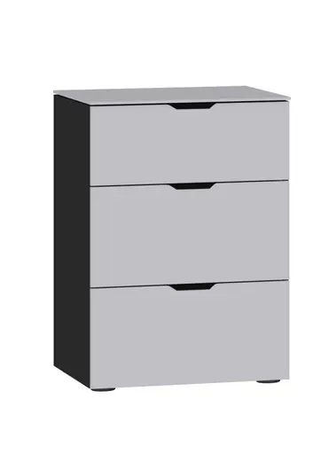 Nachtkommode JOIN IT- Glas, Hellgrau, Matt, Schwarz