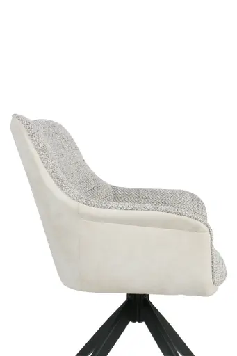 Armlehnstuhl - drehbar, Stoff, Grau, Vintage Creme