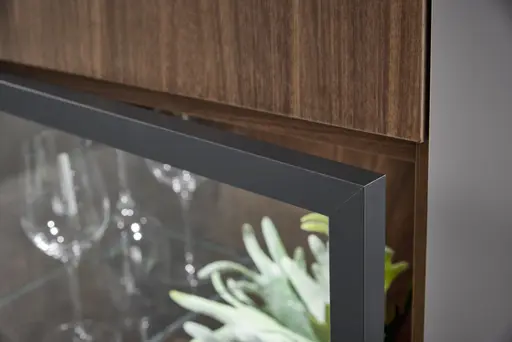 Wohnwand 4450 - Lack, Grau, Nussbaum