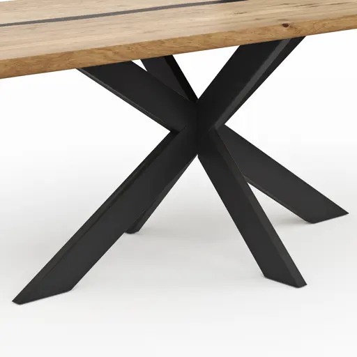 Esstisch Kima - LB ca. 220x100 cm, Wildeiche massiv mit Epoxid-Harz