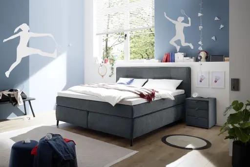 Boxspringbett- Liegefläche ca. 180x200 cm, Stoff, Anthrazit