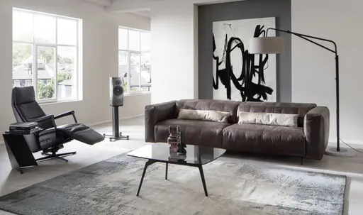 Sofa Arrezo - 4-Sitzer, Leder Dunkelbraun, Rücken verstellbar