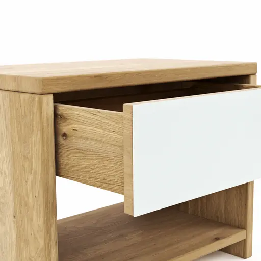 Nachtkommode New Jersey - Wildeiche massiv geölt, Weißglas matt