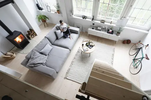 Megasofa Juni Lounge - B ca. 292 cm, Leder, Silbergrau