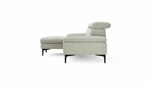 Ecksofa Felipa - Longchair links mit 2,5-Sitzer inkl. Kopfteil verstellbar, Stoff, Natur