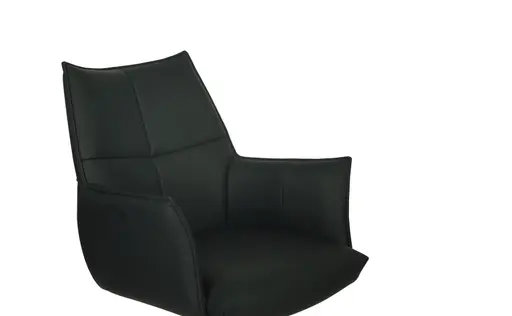Armlehnstuhl MELE - drehbar, Leder, Schwarz