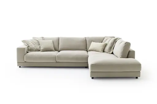 Ecksofa Juni - 2-sitzer mit Ecke rechts, Stoff, Taupe