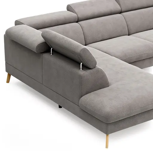 Sofa Maryville - Eckelement und Abschlussteil medium links mit 2,5-Sitzer, inkl. Schlaffunktion, Stauraum, Armlehne/Kopfteil verstellbar, Stoff, Grau