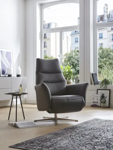 Relaxsessel Trona - Größe S, inkl. Relaxfunktion, Leder, Anthrazit