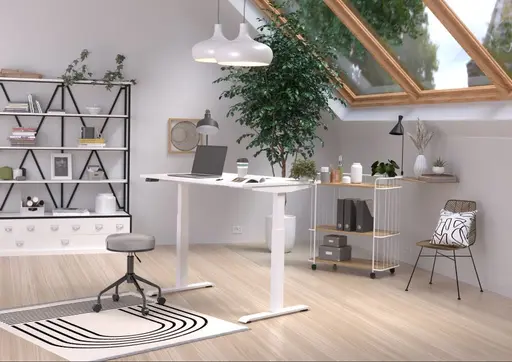 Schreibtisch GELI - B/H/T ca. 120x72-120x80 cm, Weiß