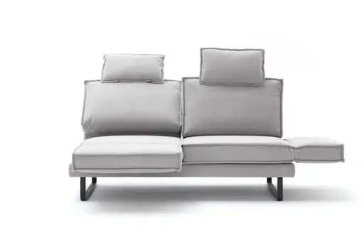 Sofa My - 2,5-Sitzer mit Rückenlehne/Armlehne verstellbar und Drehsitze inkl. Kopfstütze, Stoff, Hellgrau