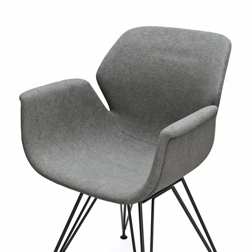 Armlehnstuhl Tooon - Stoff Grau, Gestell Metall, Schwarz