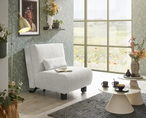 Faltsessel EBBY - ohne Armlehne inkl. Schlaffunktion, Stoff, Creme