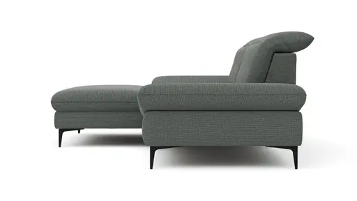 Ecksofa Alegria - Longchair links mit 1,5-Sitzer inkl. Kopfteil/ Armlehne/ Sitztiefe verstellbar, Stoff, Eisblau