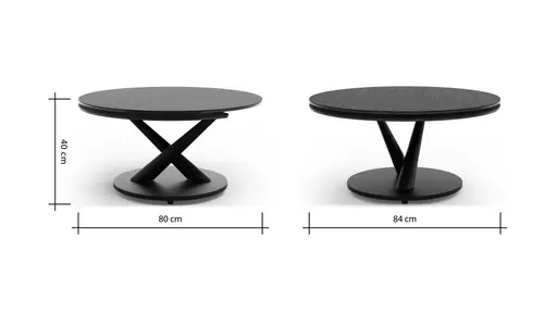 Couchtisch Spessa - LB ca. 128x80 cm, drehbar, Keramik, Anthrazit