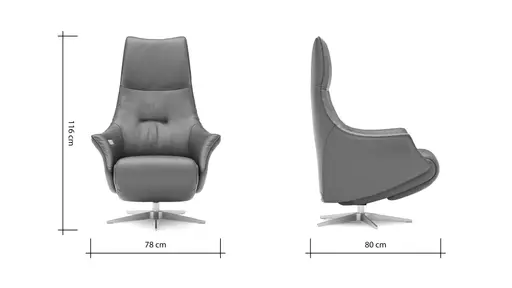 Relaxsessel Girona - Relaxfunktion (motorisch), Leder, Dunkelgrau