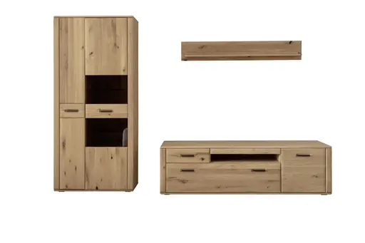 Wohnwand - Balkeneiche, massiv