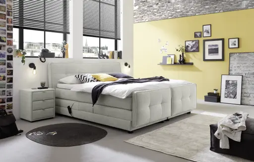 Boxspringbett- Liegefläche ca. 180x200 cm, Stoff, Beige