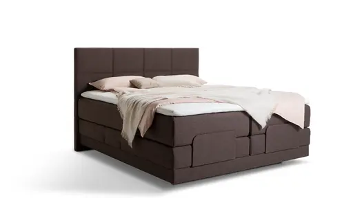 Boxspringbett Alpin Luxe - inkl. Kopf- und Fußteil verstellbar, Liegefläche ca. 180x200 cm, Stoff, Dunkelbraun