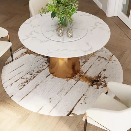 Teppich- Rund, D ca. 200 cm, Gewebt, Grau, Beige