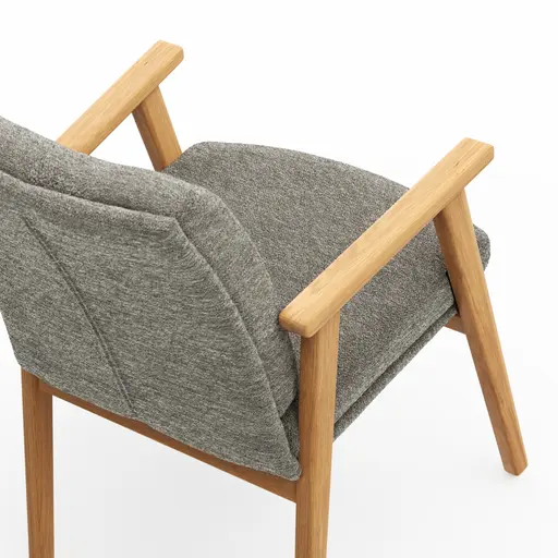 Armlehnstuhl Flore 2 - Stoff, Steingrau