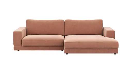 Ecksofa Juni - 1,5-Sitzer mit Longchair rechts, Stoff, Pfirsich
