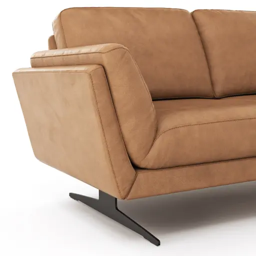 Sofa Tova - 2-Sitzer inkl. Rücken- und Armlehnfunktion, Kufe, Leder, Cognac