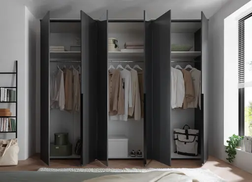 Drehtürenschrank- B ca. 270 cm, Graphit, Spiegel