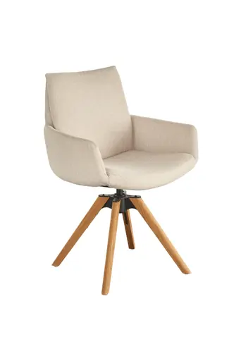Polsterstuhl - mit Armlehne, drehbar, Stoff, Natur