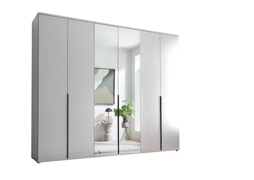 Drehtürenschrank- B ca. 270 cm, Weiß, Spiegel