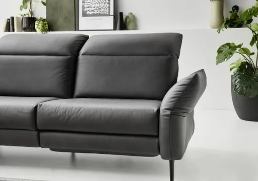 Ecksofa - 1-Sitzer mit Ecke rechts, Leder, Anthrazit