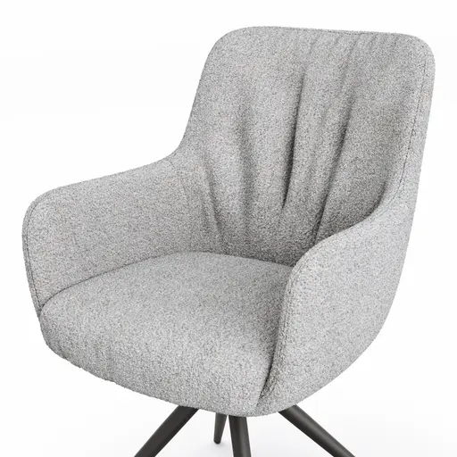 Armlehnstuhl Mis Legere - Boucle, Grau, Stativ, Anthrazit