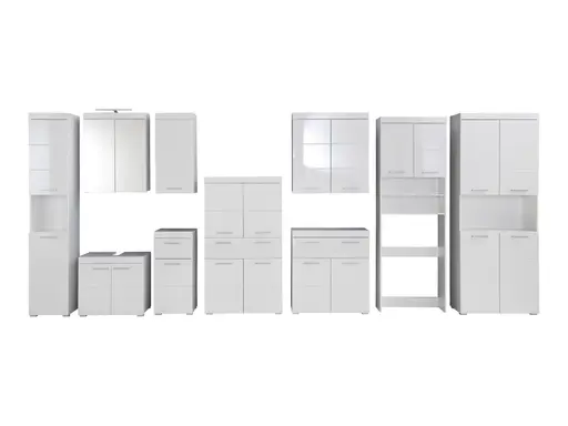 Hochschrank - B ca. 73 cm, Weiß, Weiß Hochglanz