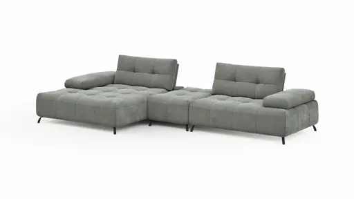 Ecksofa Comodo - Longchair Links, Stoff, Hellgrau