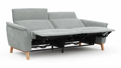Sofa Nevin - 3-Sitzer, inkl. Relaxfunktion und Kopfteilverstellung (motorisch), Stoff, Silbergrau 