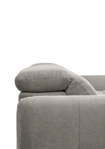 Ecksofa MADAN - 1,5-Sitzer mit Longchair rechts, Sitztiefe verstellbar motorisch, Kopfteil verstellbar, Stoff, Truffle