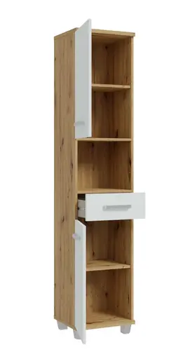 Hochschrank- B ca. 40 cm, Eiche Dekor, Hellgrau