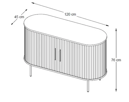 Sideboard - B ca. 120 cm, Eiche Furnier, Schwarz