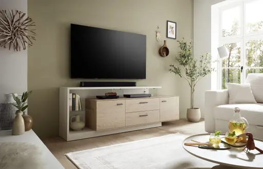 TV-Lowboard - B ca. 191,5 cm, Cremona Eiche Torro Nachbildung, Kaschmir