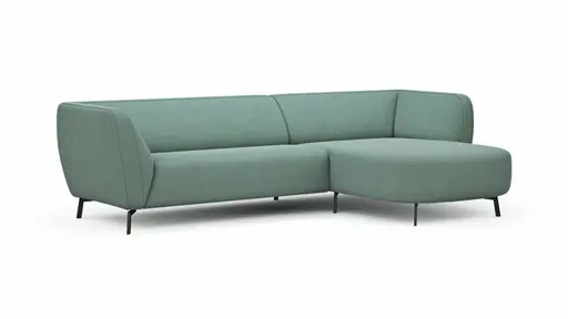 Ecksofa Morela - 2-Sitzer mit Longchair rechts, Stoff, Petrol