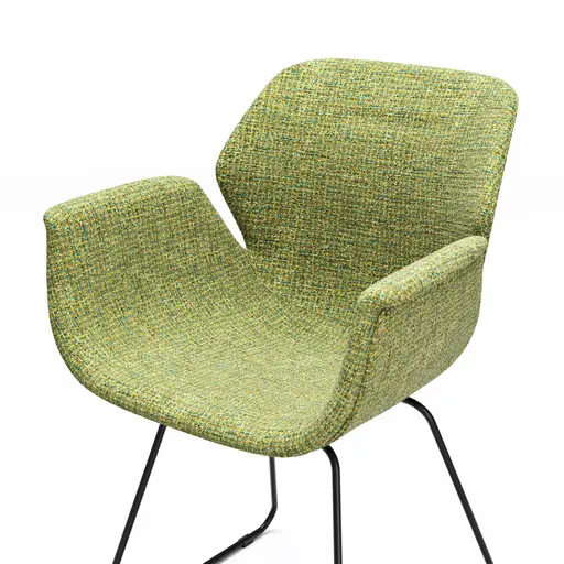 Armlehnstuhl Tooon - Stoff Lindgrün, Kufe, Schwarz