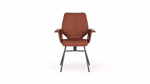 Armlehnstuhl Penthouse -  Leder, Rost, Stoff, Beige-Rost, Drehbar