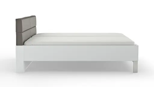 Bett Viana - Liegefläche ca. 180x200 cm, Holzwerkstoff Weiß, Kunstleder Anthrazit