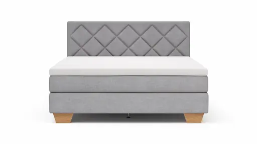 Boxspringbett Taja - Liegefläche ca. 180x200 cm, Stoff, Grau