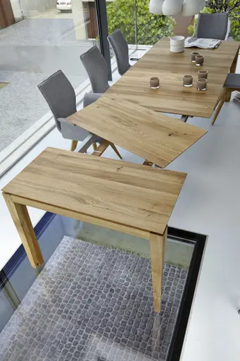 Esstisch 3400 - ausziehbar, LB ca. 200x100 cm, Asteiche massiv, Geölt, Gedrehter Fuss