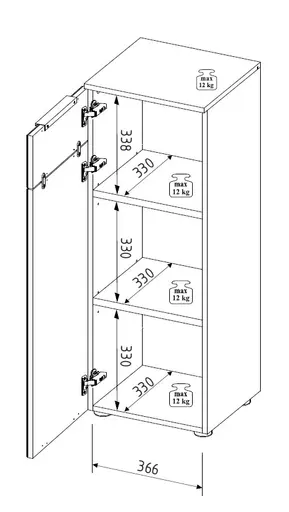 Büroschrank - B ca. 40 cm, Weiß