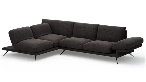 Ecksofa Valdemoro - Longchair mit 2,5-Sitzer rechts inkl. Rückenlehne verstellbar, Stoff, Anthrazit