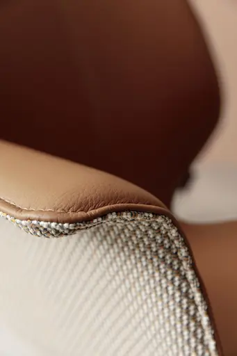 Armlehnstuhl Penthouse -  Leder, Rost, Stoff, Beige-Rost, Drehbar