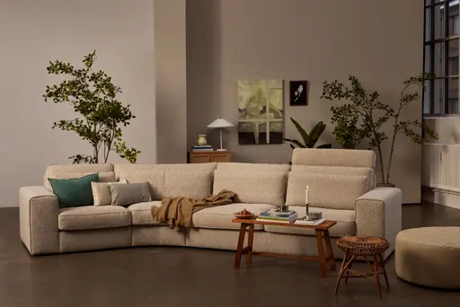 Ecksofa Sonja - Ecke links mit 2,5-Sitzer, Stoff, Bisquit